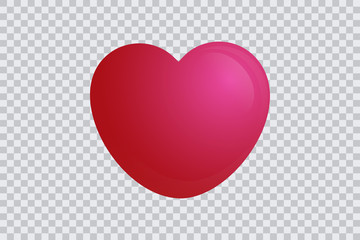 Red Heart template isolated in transparent background, heart balloon template