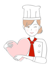 シェフ　女性　ハート
