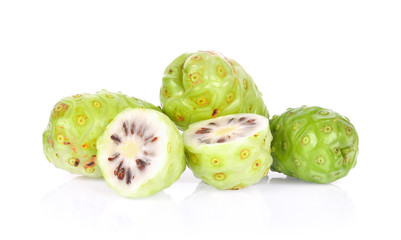 Noni fruit on white background