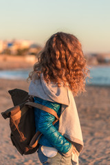 Solo traveller female with backpack