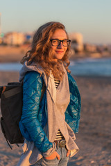 Solo traveller female with backpack