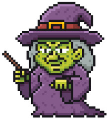 Obraz premium Vector illustration of Cartoon Witch - Pixel design