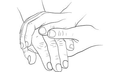 hand holding hand together vector