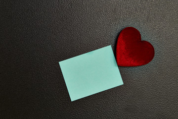 Valentines day background with heart and Blue Note Paper for text
