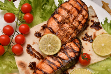 Grilled trout with fresh Greens