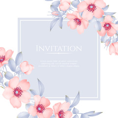 Fototapeta na wymiar Wedding invitation with wild rose flowers