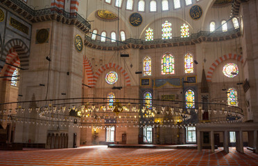 Obraz premium Interior of the Sultanahmet Mosque Blue Mosque in Istanbul, Turkey