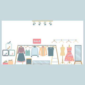 Women Clothing and Shoe Store Vector