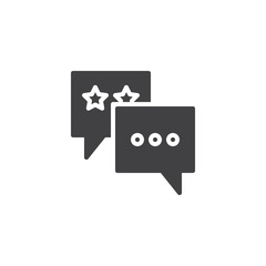Favorite chat icon vector, filled flat sign, solid pictogram isolated on white. Speech bubble with stars symbol, logo illustration.