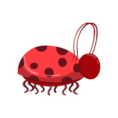 Cute ladybug character with bridle cartoon vector Illustration