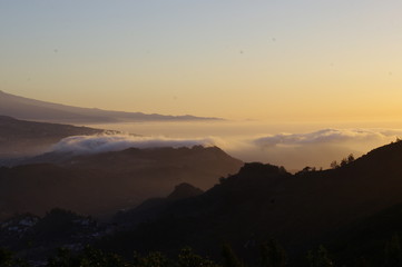 Clouds on a mountain pass in Tenerife