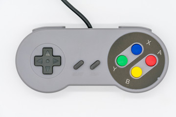 Computer game joystick USB controller isolated on white