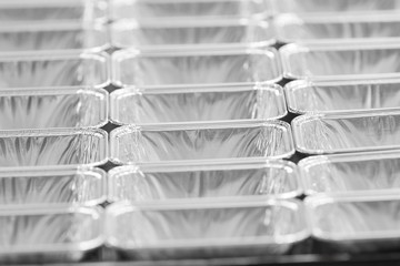 Closeup background bakery pan prepared before baking.