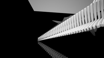 Obraz premium Abstract white and black parametric interior with window. 3D illustration and rendering.