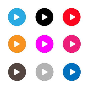 play sign icon set. play button on white background. flat style.
