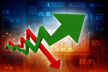 3d rendering Stock market online business concept. business Graph 