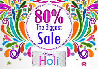 Colorful Traditional Holi Shopping Discount Offer Advertisement  background for festival of colors of India