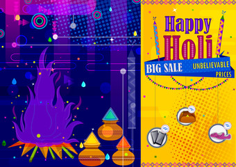 Fototapeta na wymiar Colorful Traditional Holi Shopping Discount Offer Advertisement background for festival of colors of India