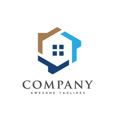 hexagon house logo vector, creative Real Estate logo, Property and Construction Logo design Vector, colorful homes logo concept