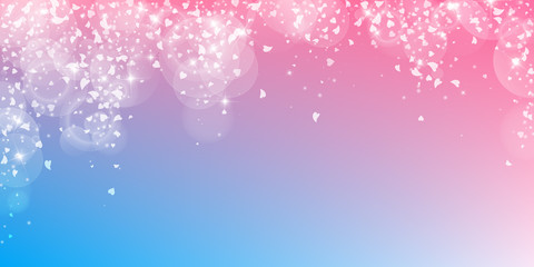 Falling hearts valentine background. Falling rain on color transition background. Falling hearts valentines day outstanding design. Vector illustration.