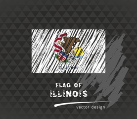 Flag of Illinois, vector pen illustration on black background