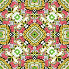 Vector seamless pattern ethnic style background. Vintage decorative texture for wallpapers, backgrounds and page fill. Indian, arabic motive.