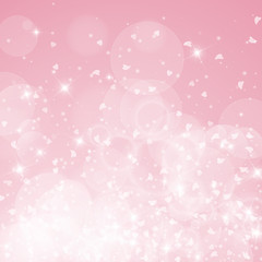 Falling hearts valentine background. Bottom gradient on pink background. Falling hearts valentines day alluring design. Vector illustration.