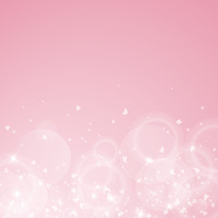 Falling hearts valentine background. Scatter bottom gradient on pink background. Falling hearts valentines day attractive design. Vector illustration.