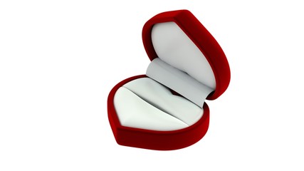 Red Empty Diamond box Heart shape White inside Isolated On white background. 3D Render.