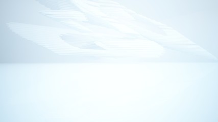 Abstract white parametric interior with window. 3D illustration and rendering.