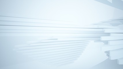 Obraz premium Abstract white parametric interior with window. 3D illustration and rendering.