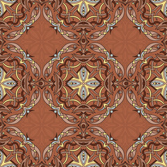 Vector seamless pattern ethnic style background. Vintage decorative texture for wallpapers, backgrounds and page fill. Indian, arabic motive.