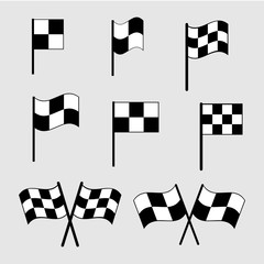 Checkered flag icons. Finish signs set illustration