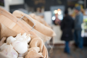 Garlic Bin in Organic Grocery Store