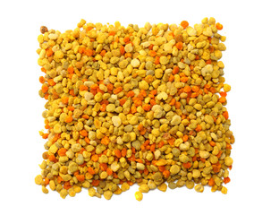 Honey bee pollen isolated on white background. top view