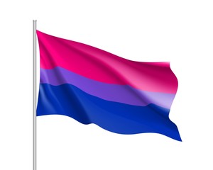 Bisexual canvas movement lgbt, realistic banner. Flag of sexual minorities, gays and lesbians. Vector illustration of a colorful sign