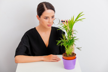 portrait of woman with palm in lagom style