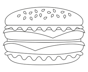Black and white burger hamburger cheeseburger icon poster.