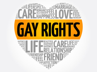 Gay rights word cloud collage, heart concept background