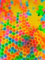 Abstract colorful of plastic tube background. Straw plastic for beverage image.
