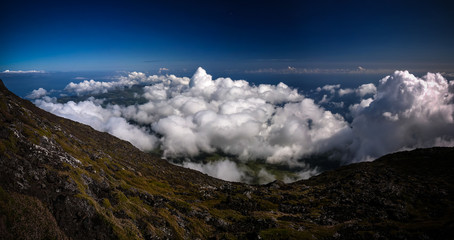 Panorama landscape from the top of Pico volcano at hiking, azores, Portugal