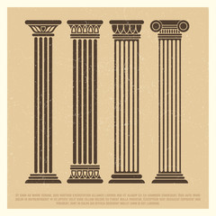Fototapeta na wymiar Poster with ancient columns set