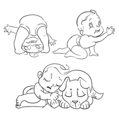 Hand drawn cute baby set