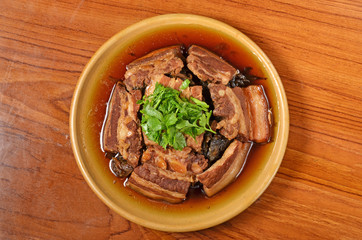 Taiwan's hakka  traditional cuisine -  Stewed pork belly with pickled vegetables