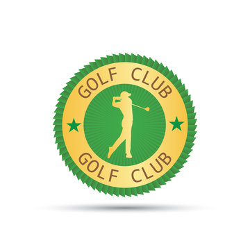 Golf Green And Gold Badge For Icon Logo