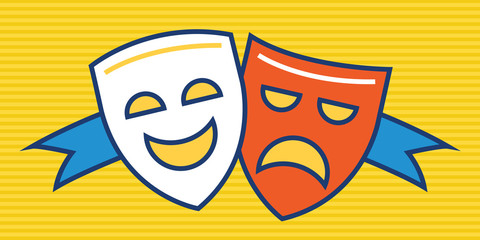 Theatre Comedy and Tragedy Icon Flat Graphic Design