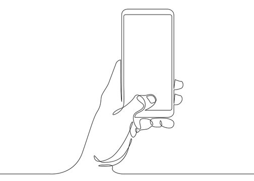 Continuous Line Drawing In His Hand Phone Smartphone