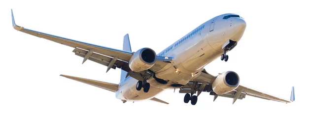 Fotobehang Vliegtuig modern vliegtuig op geïsoleerde witte achtergrond
