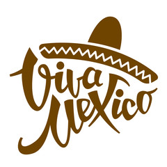 viva mexico phrase stylized vector illustration flat