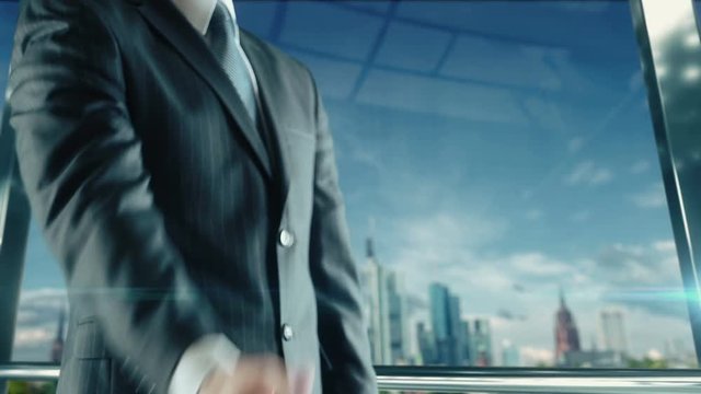 Businessman handshaking at important meeting in Frankfurt third vers